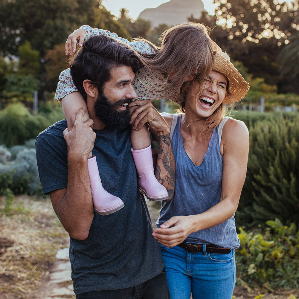 couple walking in garden