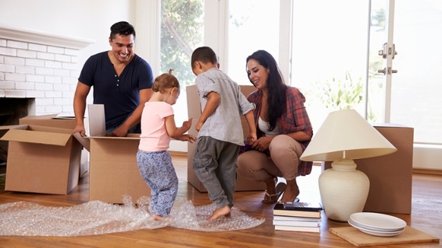 Family moving boxes