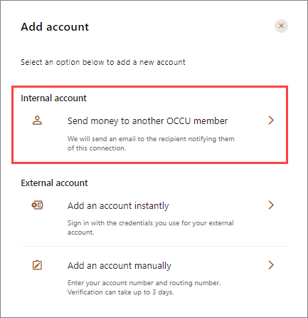 internal account menu
